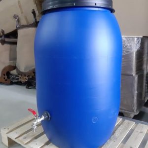 חבית עם ברז ונשם נפח 200 ליטר צבע כחול עם תקן למים מתאימה לאכסון כללי