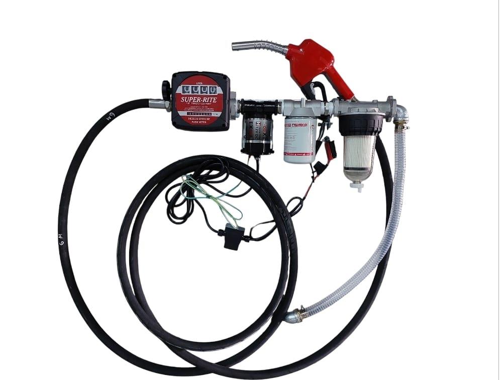 קיט תדלוק משאבה 12 וולט סולר פילטר סולר מפריד מים מונה וצינור 6 מטר דלק איתן