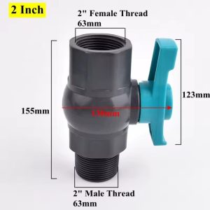 ברז 2 צול BSP הברגה PVC פלסטיק מתאים גם למיכל IBC דלק איתן