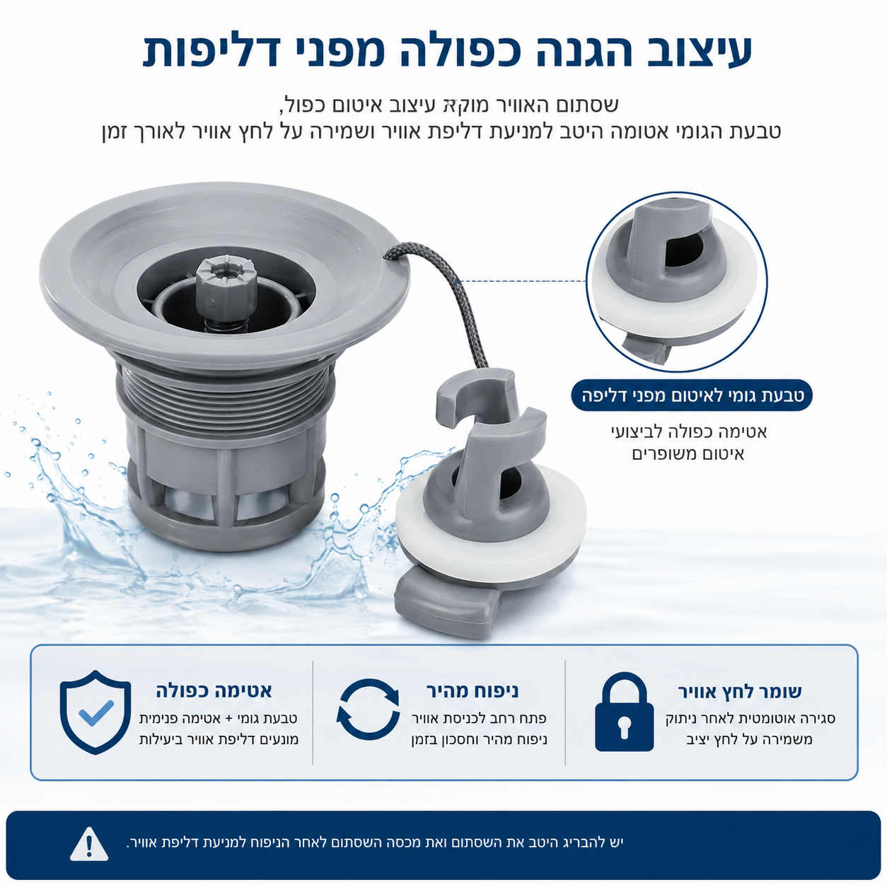 שסתום אוויר כפול לסירה מתנפחת - שסתום החלפה לקיאק וסאפ –דלק איתן – תמונה 3