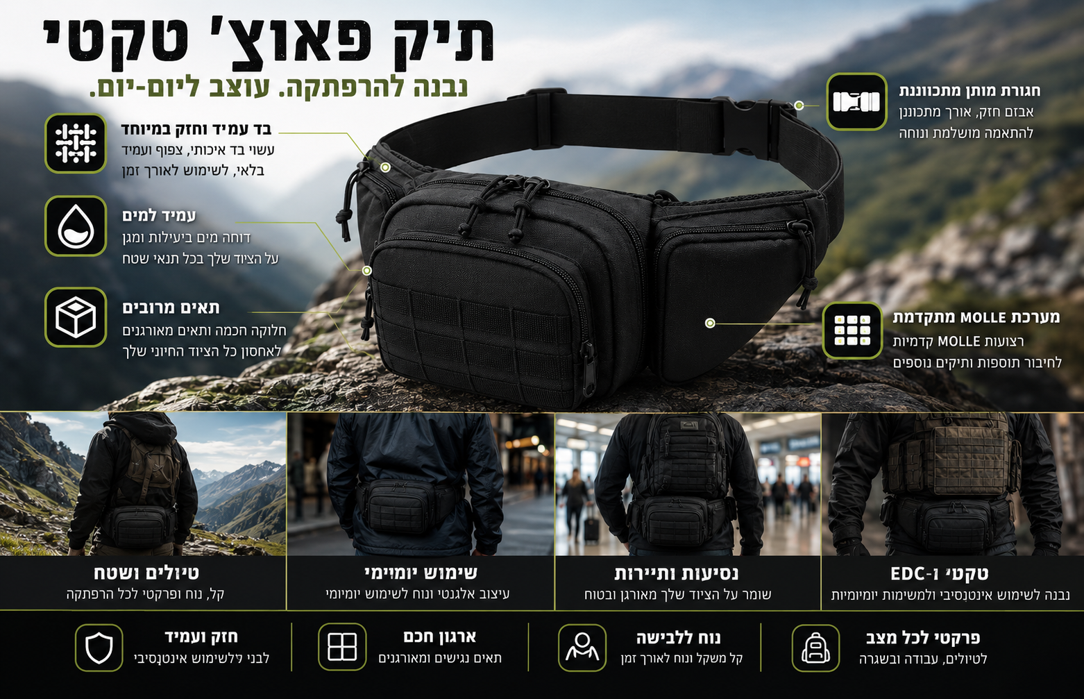 פאוץ’ טקטי לאקדח - תיק חגורה טקטי דלק איתן – תמונה 4