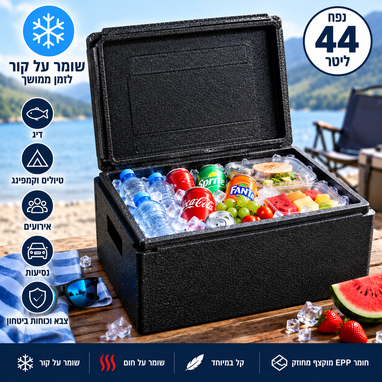 צידנית תרמית קלה לחום וקור EPP – נפח 44 ליטר - דלק איתן – תמונה 2